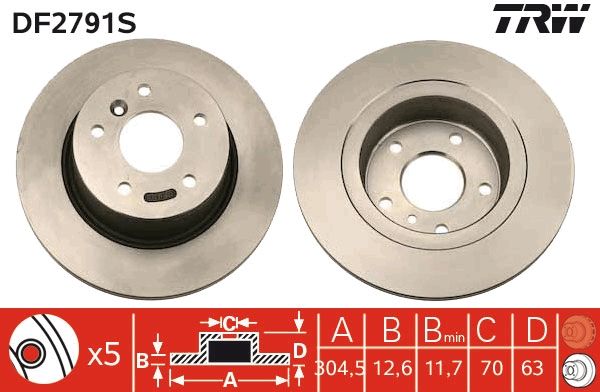 TRW DF2791S Brake Disc