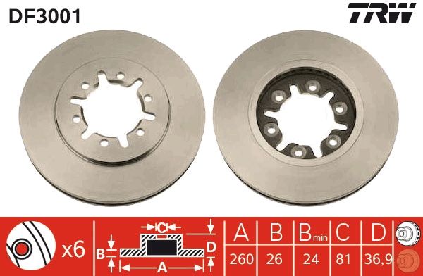 TRW DF3001 Brake Disc