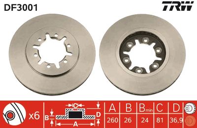 Brake Disc TRW DF3001