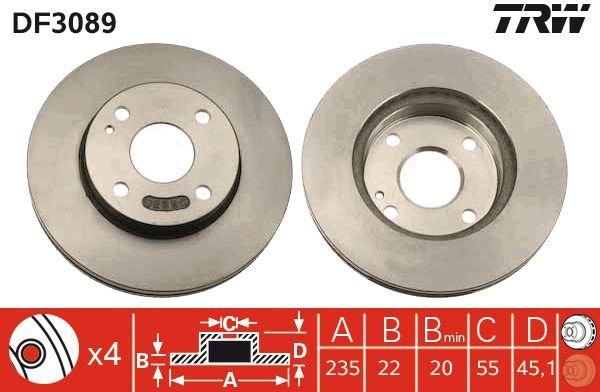 TRW DF3089 Brake Disc