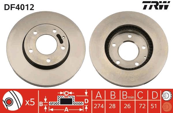 TRW DF4012 Brake Disc