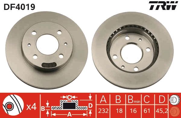 TRW DF4019 Brake Disc