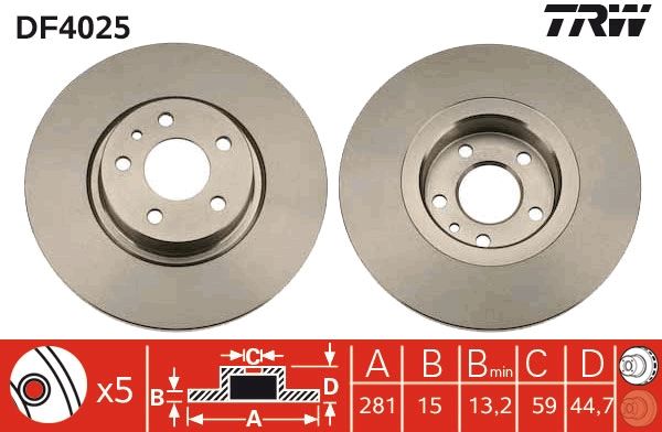 TRW DF4025 Brake Disc