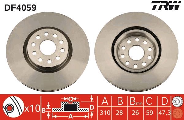 TRW DF4059 Brake Disc