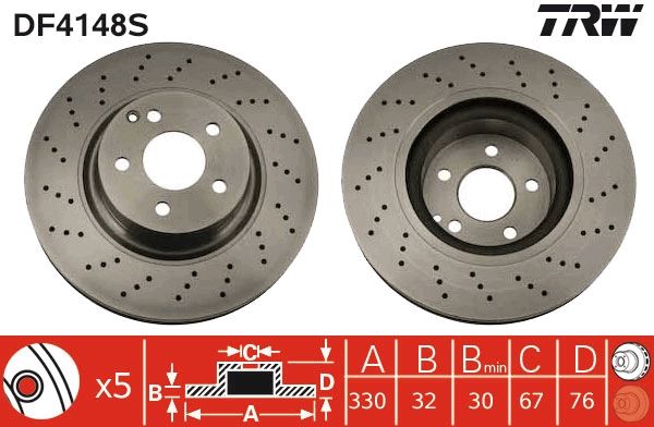 TRW DF4148S Brake Disc
