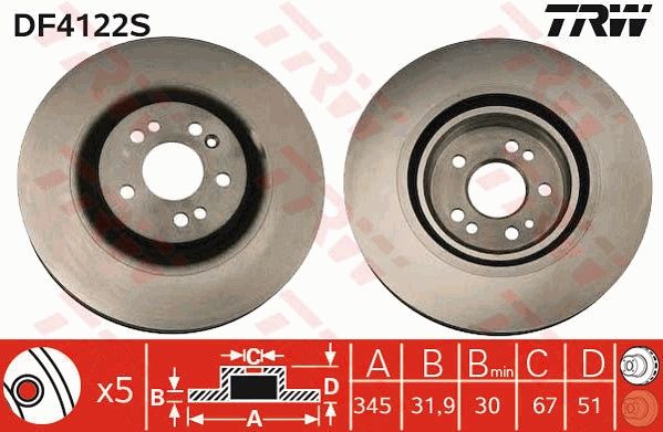 TRW DF4222S Brake Disc