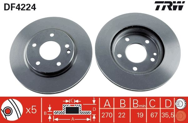 TRW DF4224 Brake Disc
