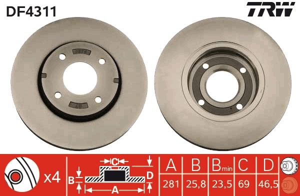 TRW DF4311 Brake Disc