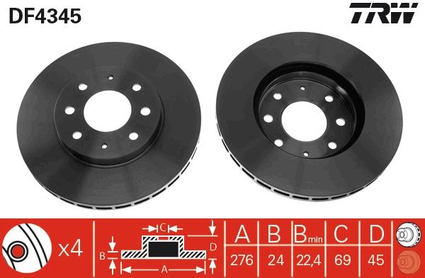TRW DF4345 Brake Disc