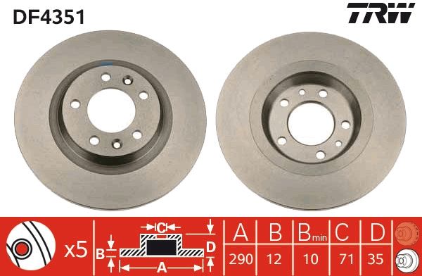 TRW DF4351 Brake Disc