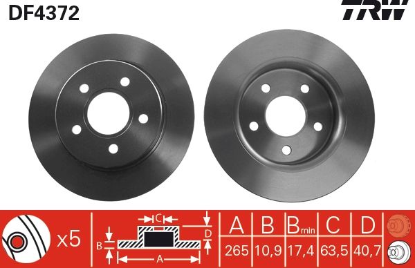TRW DF4372 Brake Disc