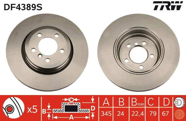 TRW DF4389S Brake Disc