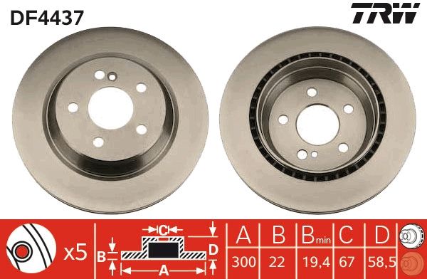 TRW DF4437 Brake Disc