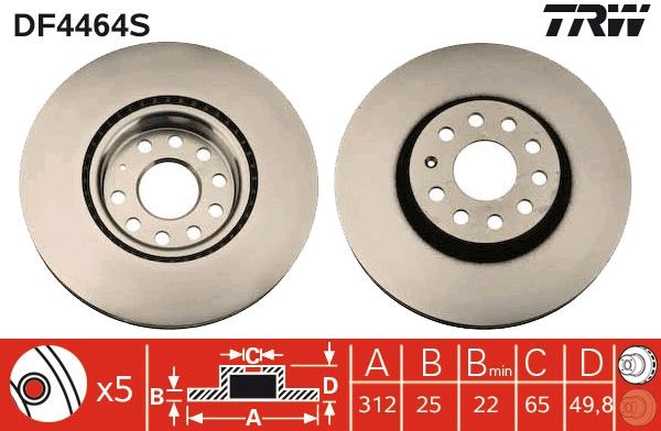 TRW DF4464S Brake Disc