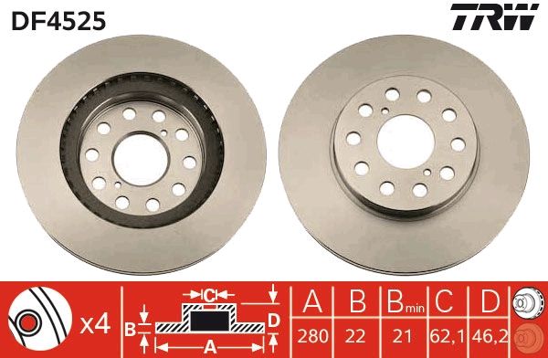 TRW DF4525 Brake Disc