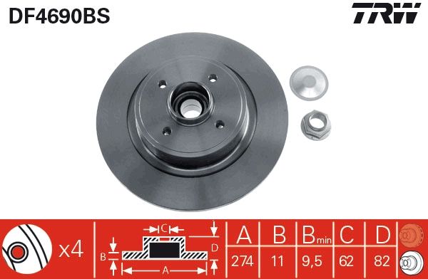 TRW DF4690BS Brake Disc