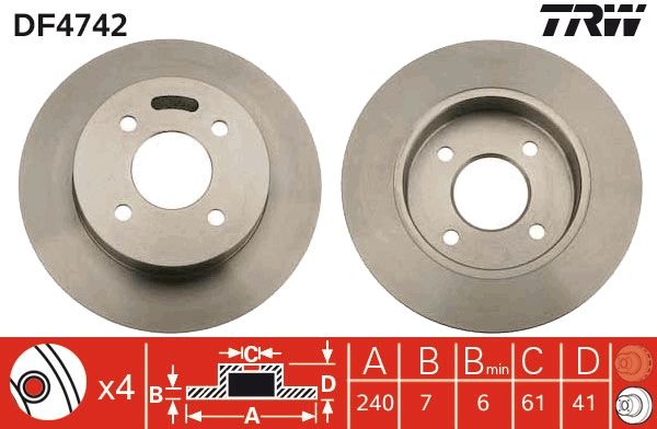 TRW DF4742 Brake Disc