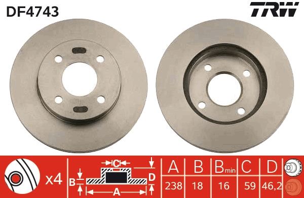 TRW DF4743 Brake Disc