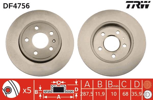 TRW DF4756 Brake Disc
