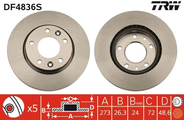 TRW DF4836S Brake Disc