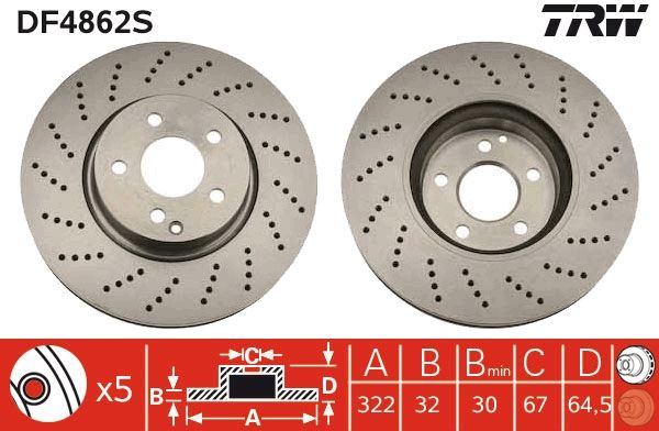 TRW DF4862S Brake Disc