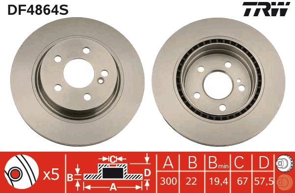 TRW DF4864S Brake Disc