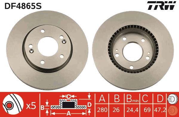 TRW DF4865S Brake Disc