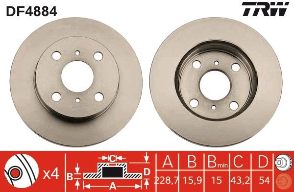 TRW DF4884 Brake Disc