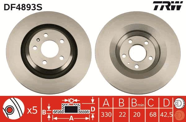 TRW DF4893S Brake Disc