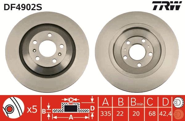 TRW DF4902S Brake Disc
