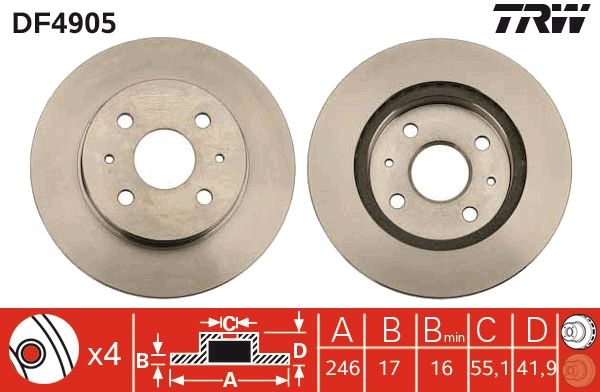 TRW DF4905 Brake Disc