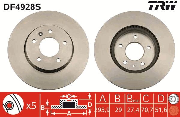TRW DF4928S Brake Disc