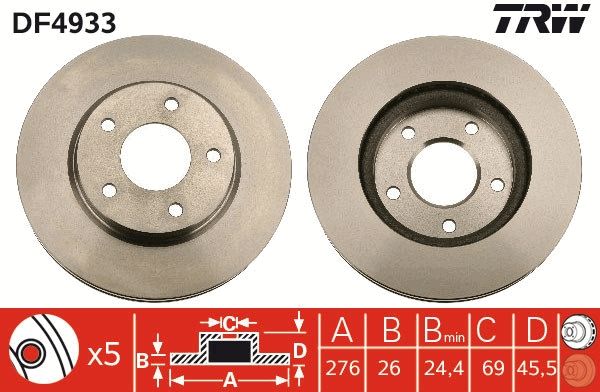 TRW DF4933 Brake Disc