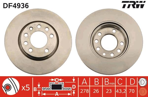 TRW DF4936 Brake Disc