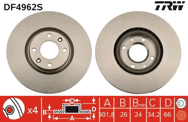TRW DF4962S Brake Disc
