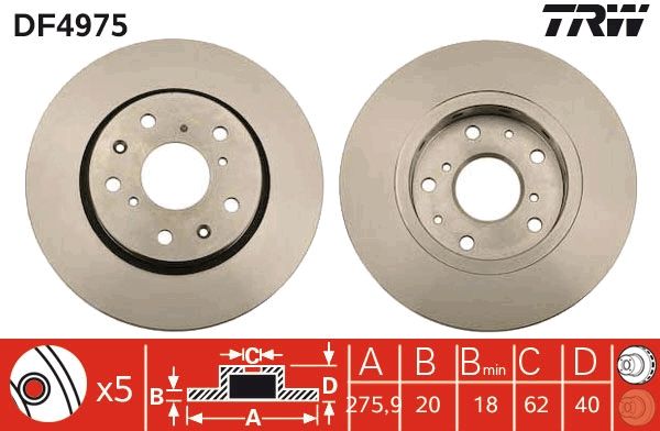 TRW DF4975 Brake Disc