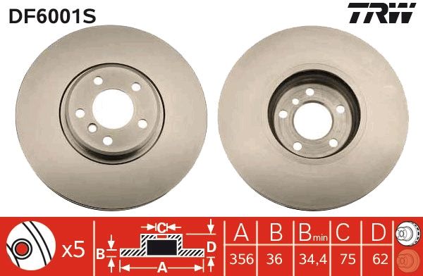TRW DF6001S Brake Disc
