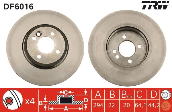 TRW DF6016 Brake Disc