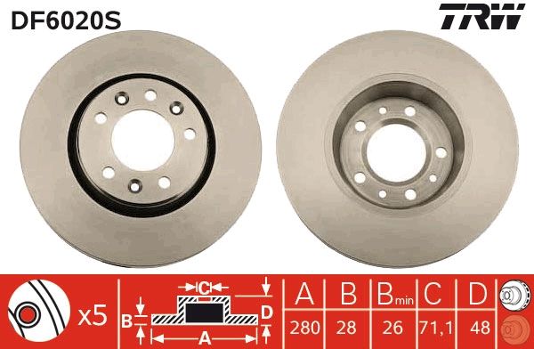 TRW DF6020S Brake Disc