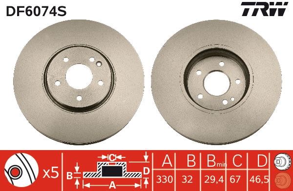 TRW DF6074S Brake Disc