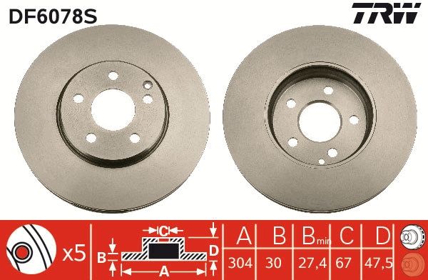 TRW DF6078S Brake Disc