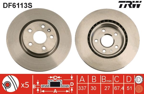 TRW DF6113S Brake Disc
