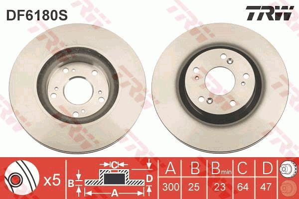 TRW DF6180S Brake Disc