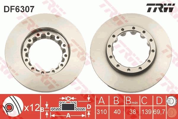 TRW DF6307S Brake Disc