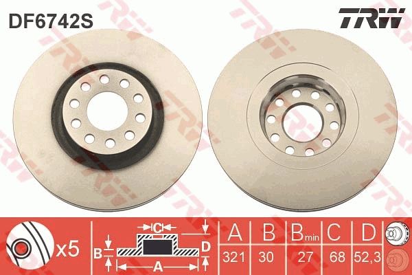 TRW DF6742S Brake Disc