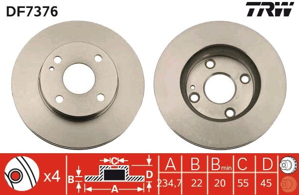 TRW DF7376 Brake Disc