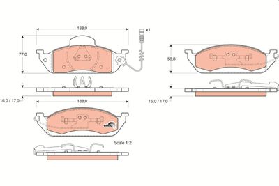 Brake Pad Set, disc brake TRW GDB1378