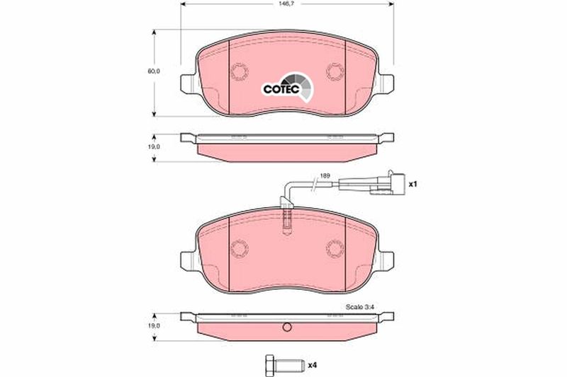 TRW GDB1636 Brake Pad Set, disc brake