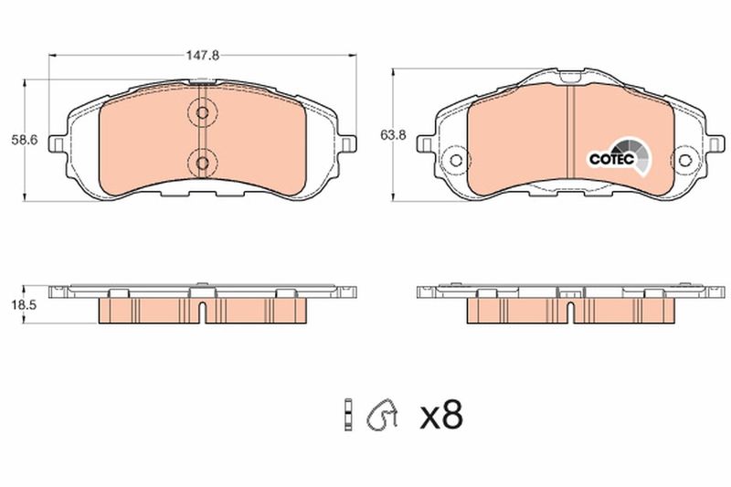 TRW GDB2044 Brake Pad Set, disc brake