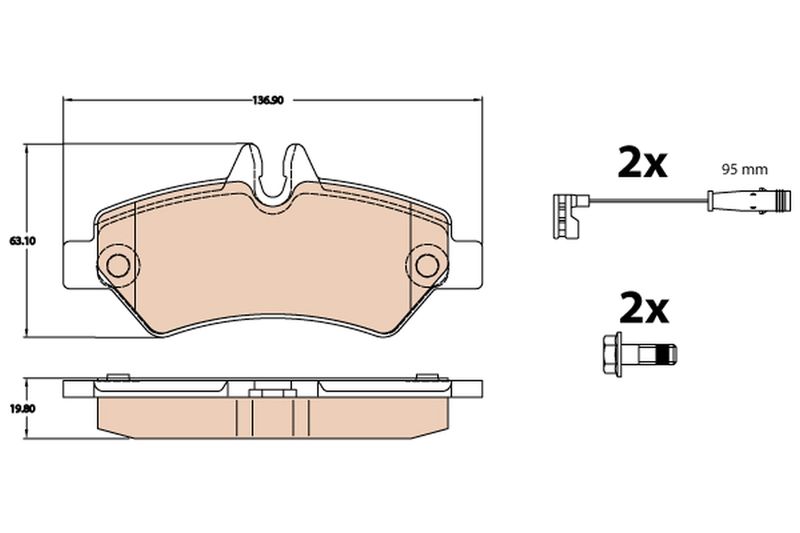 TRW GDB2076 Brake Pad Set, disc brake
